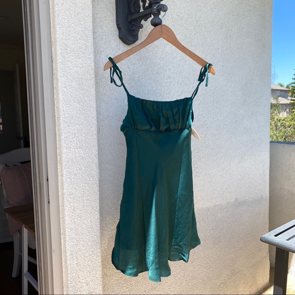 Charcoal Clothing Dresses & Skirts - Green mini dress with tie straps